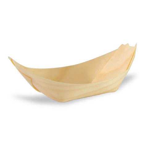 Mini bandeja de madera en forma de barca 70 x 45 x 15 mm - Paquete de 500 unidades