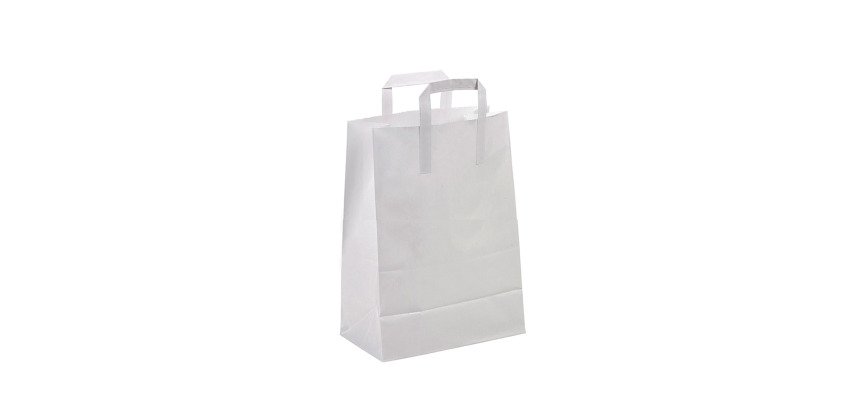 Bolsa catering blanca reciclada con asas 260 x 170 x 280 mm - Paquete de 250 unidades
