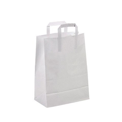 Bolsa catering blanca reciclada con asas 260 x 170 x 280 mm - Paquete de 250 unidades