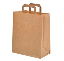 Bolsa catering marrón reciclada con asas 260 x 170 x 280 mm - Paquete de 250 unidades