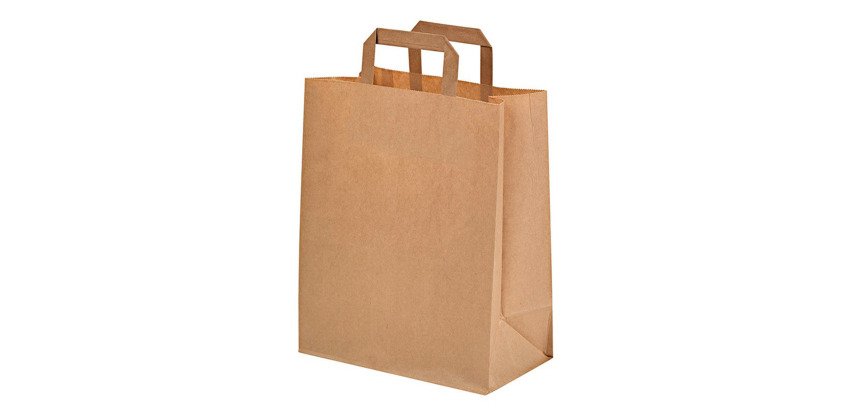 Bolsa catering marrón reciclada con asas 260 x 170 x 280 mm - Paquete de 250 unidades