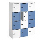 Casier de bureau lockers 12 cases corps blanc porte mix blanc bleu H 170.9cm