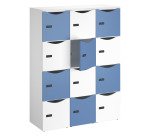 Casier de bureau lockers 12 cases corps blanc porte mix blanc bleu H 170.9cm