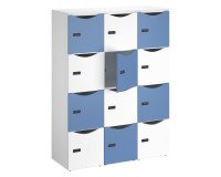 Locker desk 12 compartments white body mixed white blue door H 170.9cm