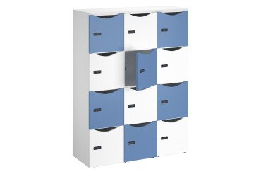 Casier de bureau lockers 12 cases corps blanc porte mix blanc bleu H 170.9cm