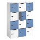 Casier de bureau lockers 12 cases corps blanc porte mix blanc bleu H 170.9cm