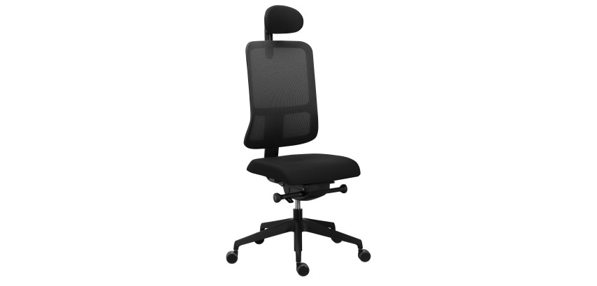 Silla de oficina Sitizen de malla con reposacabezas negro