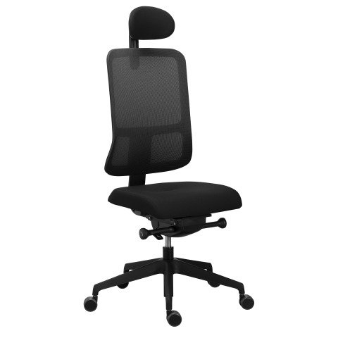 Silla de oficina Sitizen de malla con reposacabezas negro