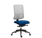 Ergonomische bureaustoel Sitizen, synchroonmechanisme met zitdiepteverstelling, vlamvertragende stof en mesh, grijze rugleuning, met of zonder armleuningen, zwarte poten