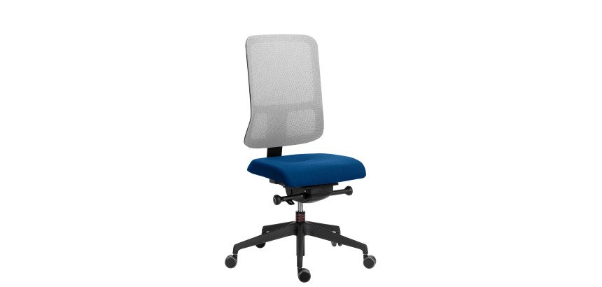 Ergonomische bureaustoel Sitizen, synchroonmechanisme met zitdiepteverstelling, vlamvertragende stof en mesh, grijze rugleuning, met of zonder armleuningen, zwarte poten