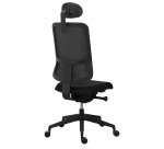 Silla de oficina Sitizen de malla con reposacabezas negro