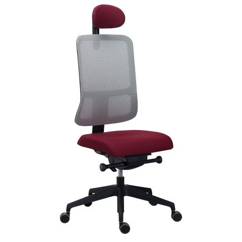 Silla de oficina Sitizen de malla con reposacabezas Burdeos