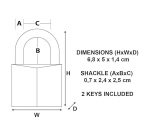 Cadenas à clé - 40 mm - anse de 21 mm - laiton
