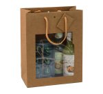 Sac boutique en kraft brun résistant Middle poignées cordelières 22 x 11 x 28 cm - 12 sacs