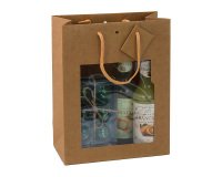 Winkeltas in stevig bruin kraftpapier Middelste handgrepen koordjes 22 x 11 x 28 cm - 12 tassen