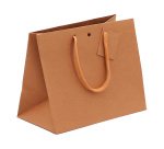 Sac boutique en kraft brun résistant Middle poignées cordelières 24 x 14 x 19,5 cm - 10 sacs