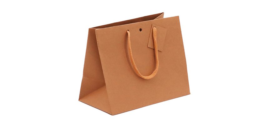 Sac boutique en kraft brun résistant Middle poignées cordelières 24 x 14 x 19,5 cm - 10 sacs