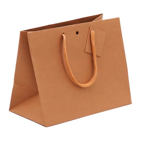 Sac boutique en kraft brun résistant Middle poignées cordelières 24 x 14 x 19,5 cm - 10 sacs