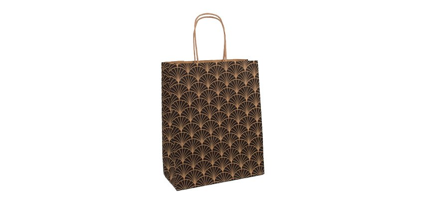Sacs boutique kraft à motif poignées torsadées 18 x 8 x 22 cm - 50 sacs