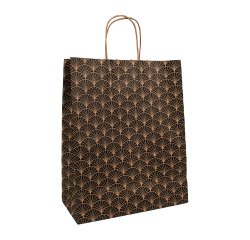 Winkeltassen van kraftpapier met gedraaide handgrepen en motief 26 x 12 x 32 cm - 50 tassen