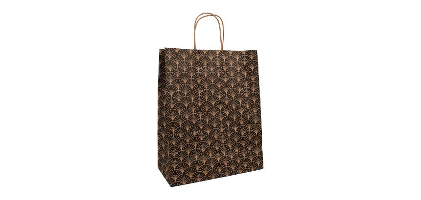 Sacs boutique kraft à motif poignées torsadées 26 x 12 x 32 cm - 50 sacs