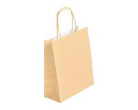 Sacs boutique kraft Ivoire poignées torsadées 22 x 18 x 8 cm - 50 sacs