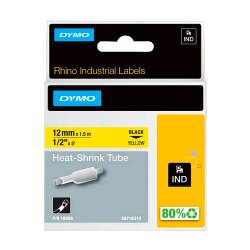 Thermoschrumpfband Dymo Rhino 12 mm 18056 Gelb Schwarze Schrift
