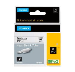 Thermoshrinkable tape Dymo Rhino 9 mm 18053 white with black writing