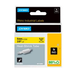 Shrinkable Dymo Rhino tape 9 mm 18054 yellow black text
