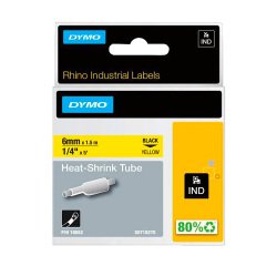 Ruban thermorétractables Dymo Rhino 6 mm 18052 jaune écriture noire