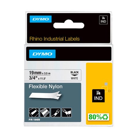 Nylon ribbon Dymo Rhino 19 mm 18489 white black writing