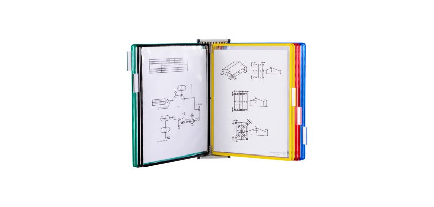 Protège-documents pivotant mural Djois by Tarifold PVC A4 10 pochettes - 20 vues couleurs assorties