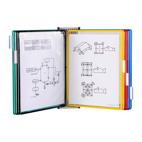 Wall-mounted swiveling document holder Djois by Tarifold PVC A4 10 pockets - 20 assorted color views