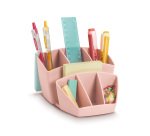 Multipot et organiseur de bureau CEP Minéral 8 compartiments rose poudré