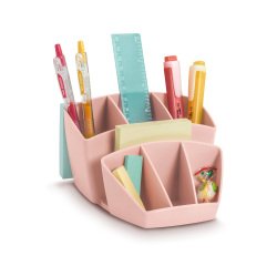 Multipot et organiseur de bureau CEP Minéral 8 compartiments rose poudré