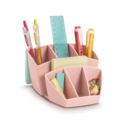 Multipot et organiseur de bureau CEP Minéral 8 compartiments rose poudré