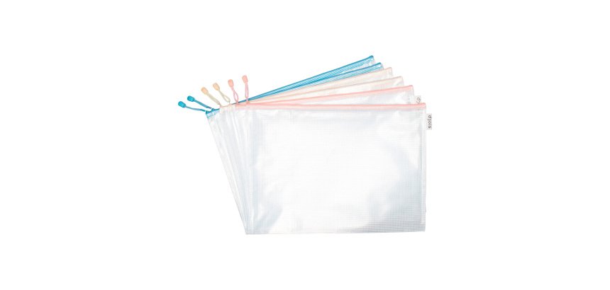 Pochettes de rangement à zip A3 Djois by Tarifold couleurs pastels assorties