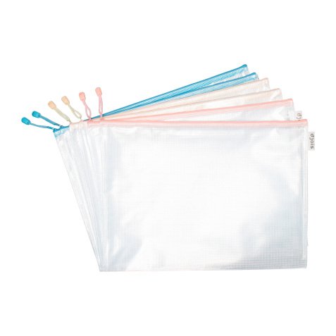 Storage pouches with zip A3 size Djois by Tarifold assorted pastel colors