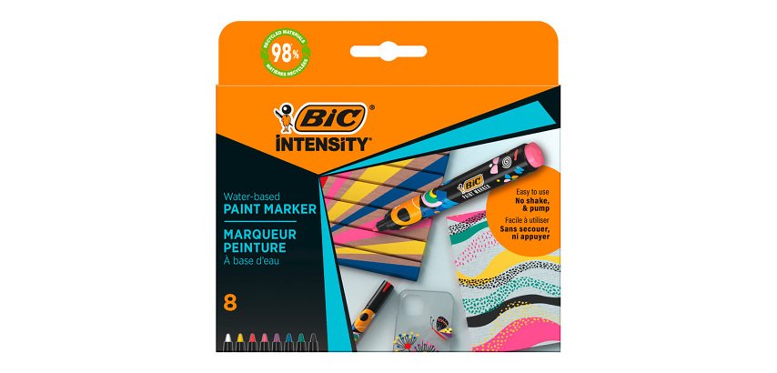 Marqueur peinture Bic Intensity couleurs vives - Pochette de 8