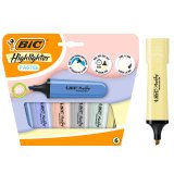 Surligneur Bic Highlighter Flat Pastel - Pochette de 6