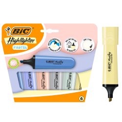 <Bic Highlighter Flat Pastel Highlighter - Pack of 6>