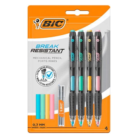 Portaminas recargable Bic Break 0,7 mm con punta de alta presión - Bolsa de 4