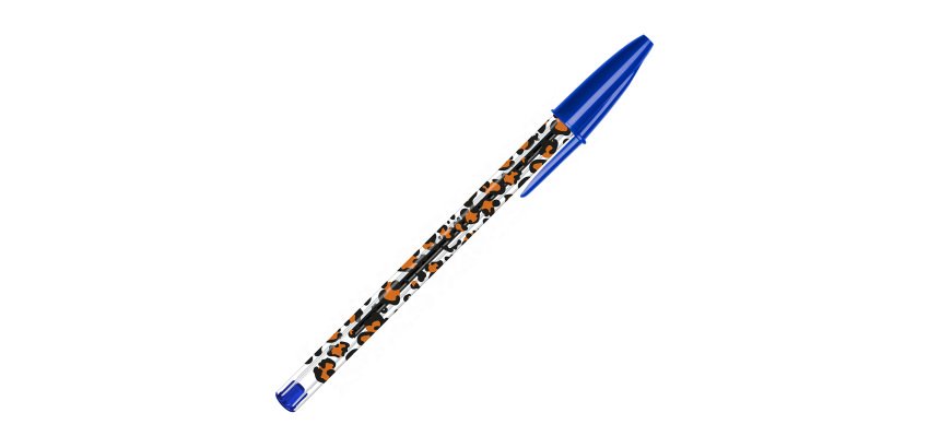 Stylo bille Bic Cristal Léopard à capuchon pointe 1 mm - écriture moyenne - Pochette de 20
