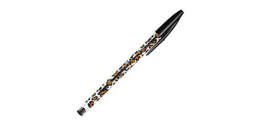 Stylo bille Bic Cristal Léopard à capuchon pointe 1 mm - écriture moyenne - Pochette de 20