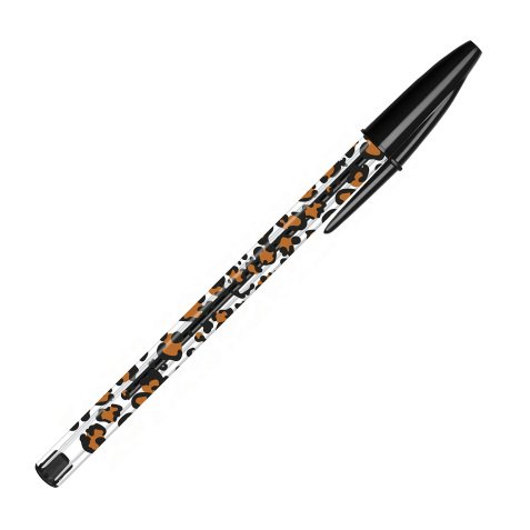 Stylo bille Bic Cristal Léopard à capuchon pointe 1 mm - écriture moyenne - Pochette de 20