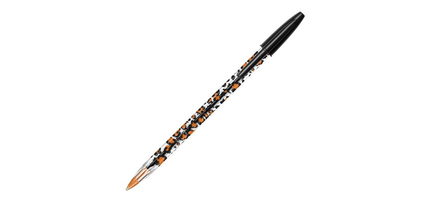 Stylo bille Bic Cristal Léopard à capuchon pointe 1 mm - écriture moyenne - Pochette de 20