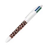 Stylo bille 4 couleurs Bic Léopard rétractable pointe 1 mm - écriture moyenne - Boite de 12