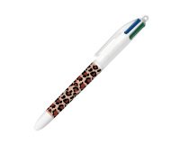 Stylo bille 4 couleurs Bic Léopard rétractable pointe 1 mm - écriture moyenne - Boite de 12