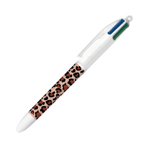 Bolígrafo de 4 colores Bic Leopard con punta retráctil 1 mm - escritura media - caja de 12