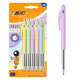 Stylo bille Bic M10 pastel rétractable pointe 1 mm - écriture moyenne - Pochette de 10